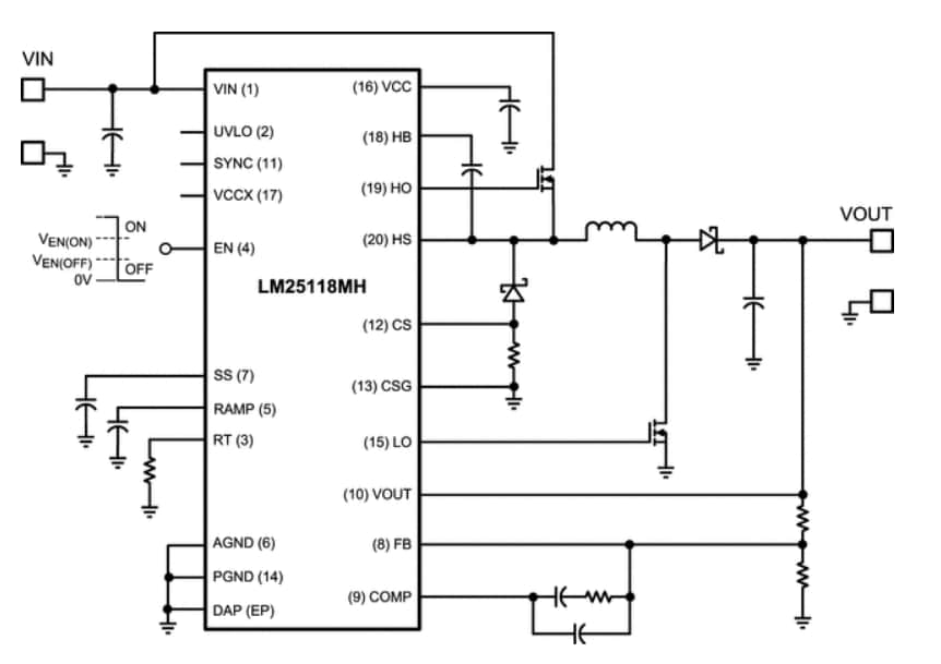 Block Diagram - Texas Instruments LM25118 Buck-Boost Controller