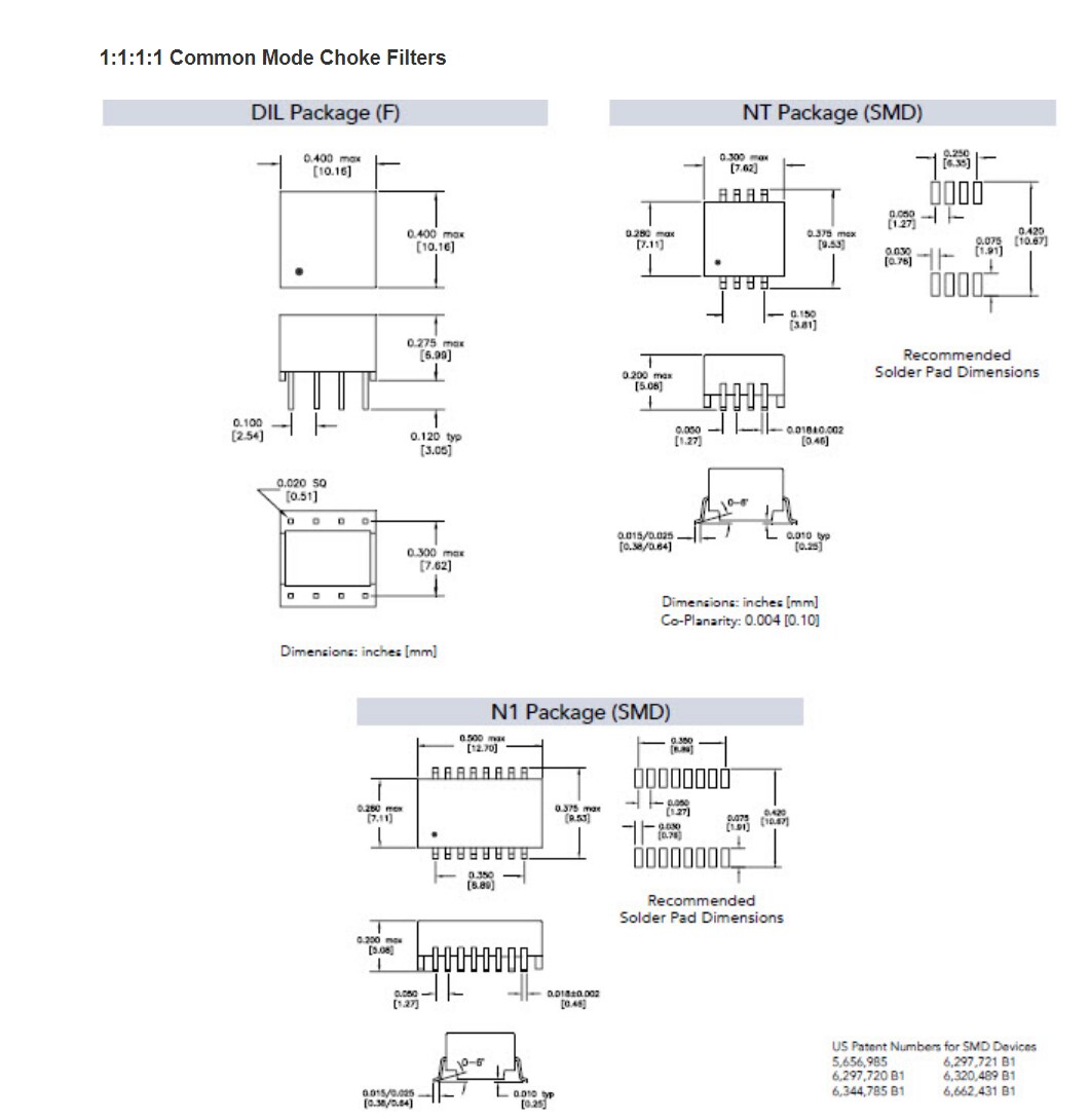 Mechanical Drawing - HALO Electronics Common Mode Chokes