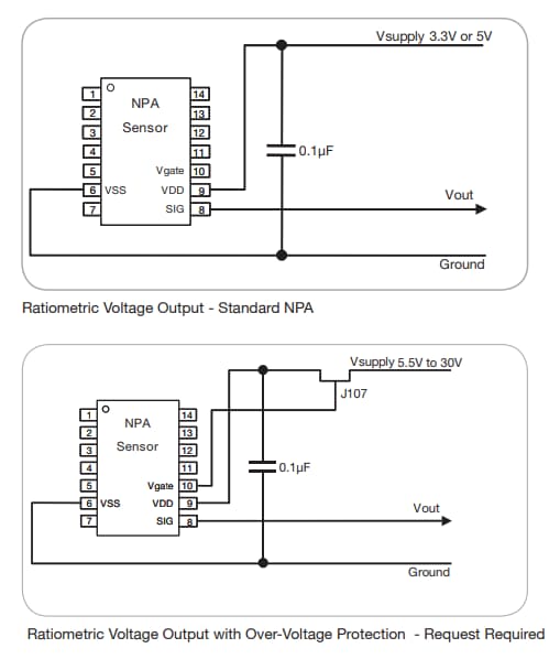 Mechanical Drawing - Amphenol Advanced Sensors NPA Low-Pressure Sensors