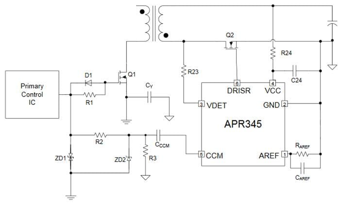 Application Circuit Diagram - Diodes Incorporated APR345 MOSFET Driver