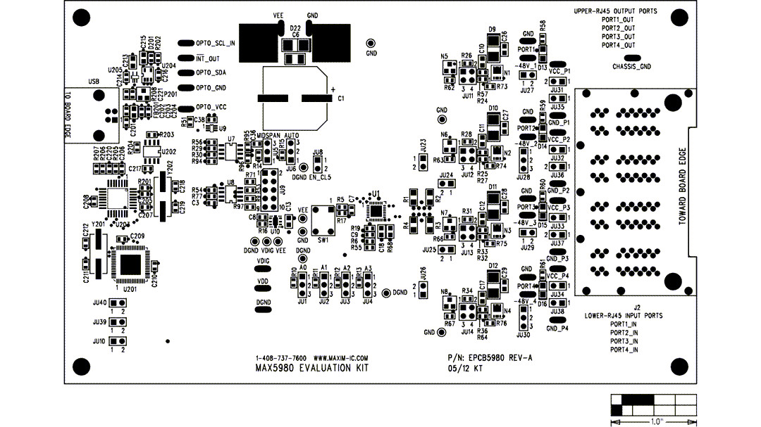 Mechanical Drawing - Analog Devices / Maxim Integrated MAX5980EVKIT Evaluation Kit
