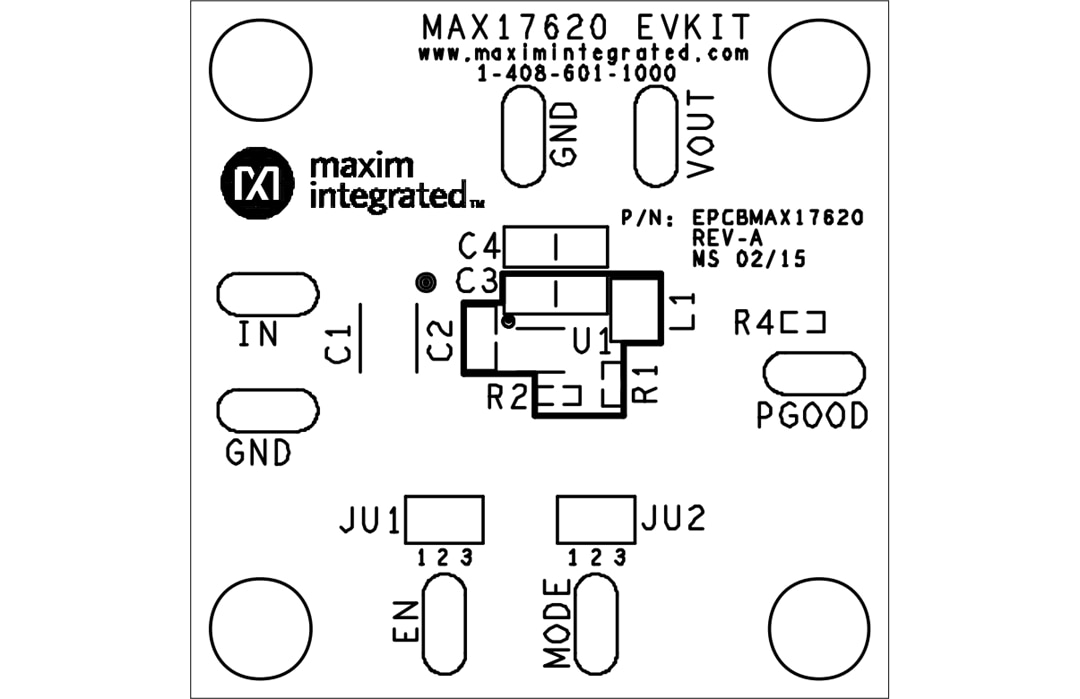 Mechanical Drawing - Analog Devices / Maxim Integrated MAX17620EVKIT Evaluation Kit