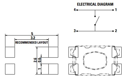 Mechanical Drawing - C&K Switches KMR6 Microminiature SMT Tactile Switches