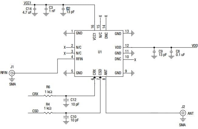 Schematic - Skyworks Solutions Inc. SKY66113-11EK1 Evaluation Board