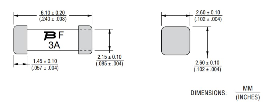 Chart - Bourns SinglFuse™ SF-2410F-T Fast Acting SMD Fuses