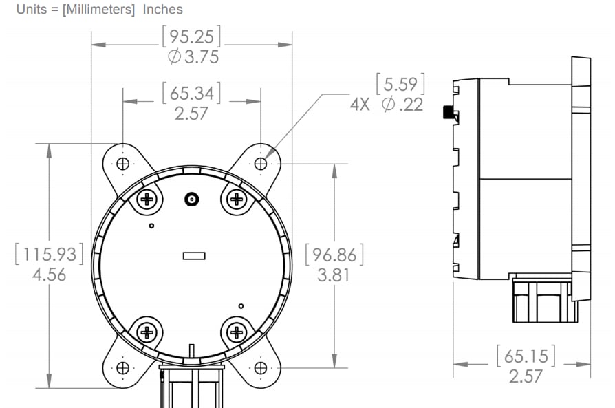Mechanical Drawing - Advantech Wzzard™ Mesh Wireless Sensors