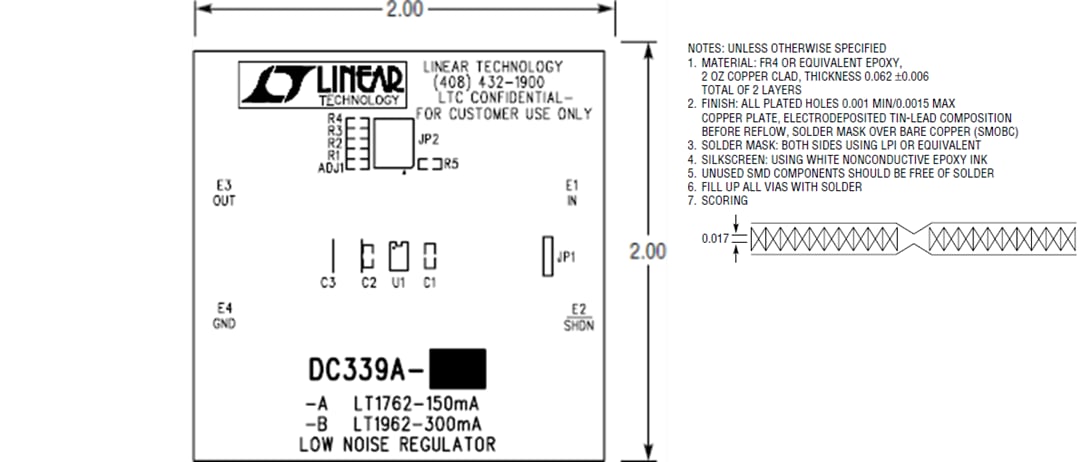 Mechanical Drawing - Analog Devices Inc. LT1762/LT1962 Demo Boards DC339A-A/B