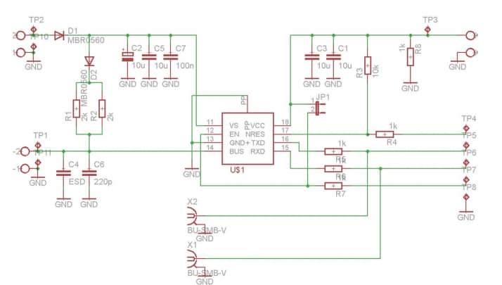 Schematic - Infineon Technologies TLE8457 LIN LDO Demoboard