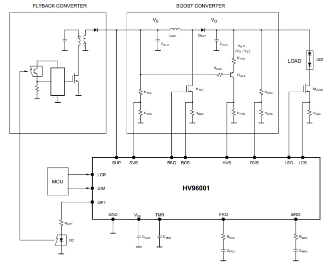 Application Circuit Diagram - Microchip Technology HV96001 LED Controllers