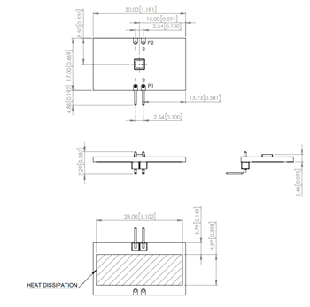 Mechanical Drawing - Lumex LDM-LXF1017030UVC Evaluation Board