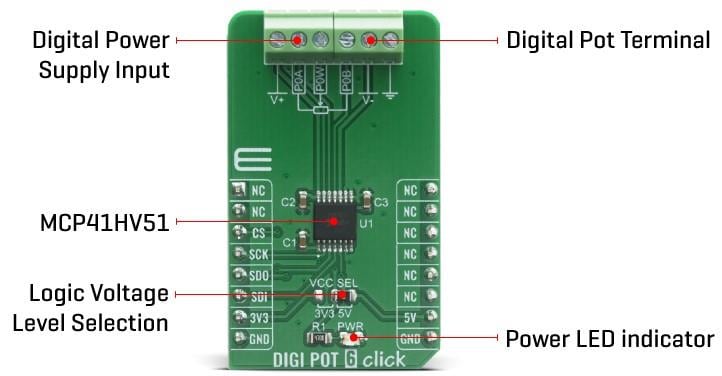 Block Diagram - Mikroe DIGI POT 6 Click
