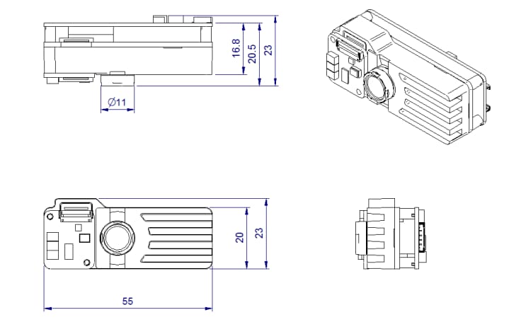 Mechanical Drawing - meerecompany MDC200DW ToF 3D Depth Camera
