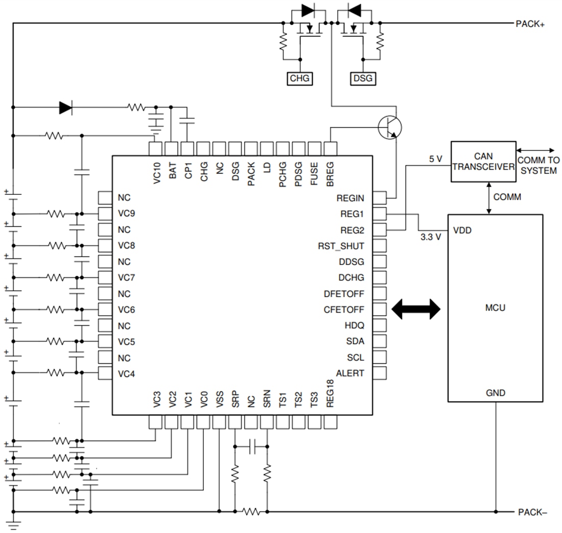 Schematic - Texas Instruments bq76942 Multicell Battery Monitor