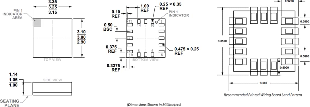 Mechanical Drawing - Analog Devices Inc. ADXL373 Micropower 3-Axis MEMS Accelerometer