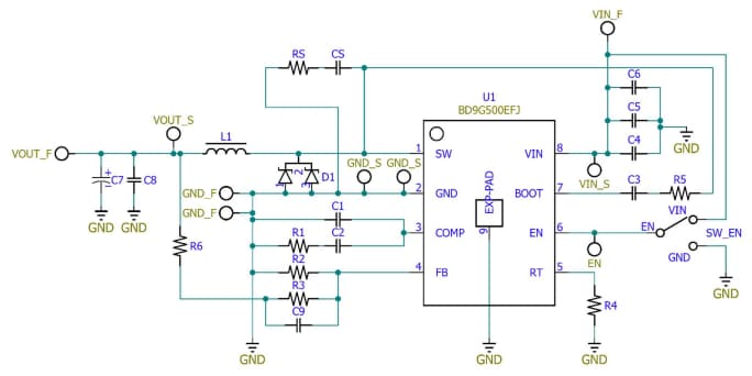 Schematic - ROHM Semiconductor Evaluation Board for BD9G500EFJ