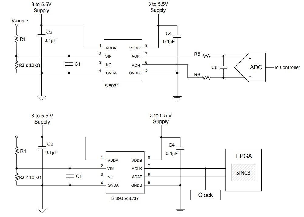 Application Circuit Diagram - Skyworks Solutions Inc. Si893x Isolated Amplifiers