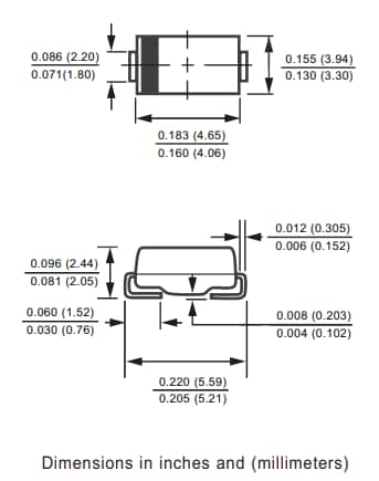 Mechanical Drawing - Rectron 1SMB59x Surface Mount Zener Diodes
