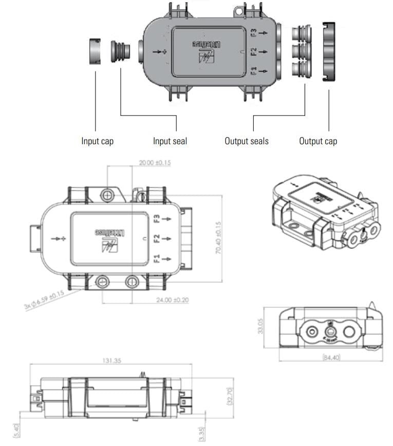 Mechanical Drawing - Littelfuse MDB Series MIDI Power Distribution Fuse Holders