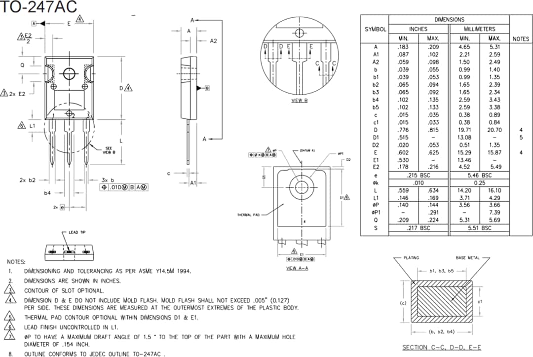 Mechanical Drawing - Infineon Technologies 100V to 150V StrongIRFET™ Power MOSFETs