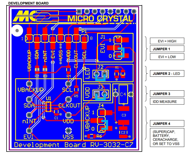 Chart - Micro Crystal RV-3032-C7 Development Board