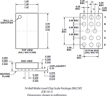 Mechanical Drawing - Analog Devices Inc. ADA4505 Micropower Amplifiers