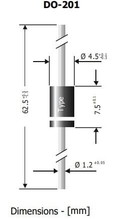 Mechanical Drawing - Diotec Semiconductor IN53x Zener Diodes
