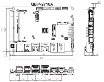 Mechanical Drawing - GIGAIPC QBiP SubCompact Embedded Motherboards