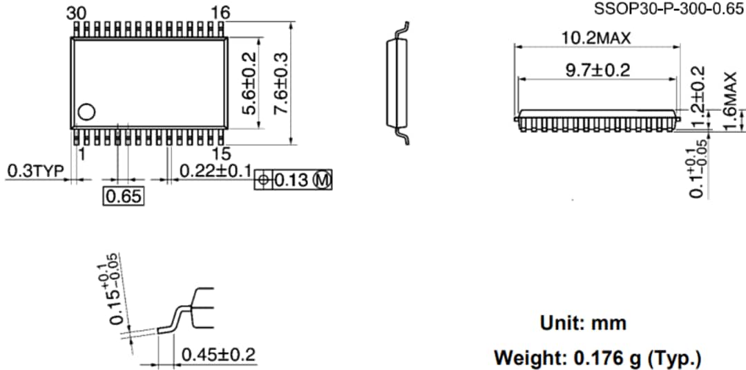 Mechanical Drawing - Toshiba TPD2017FN Low-Side Intelligent Power Switch