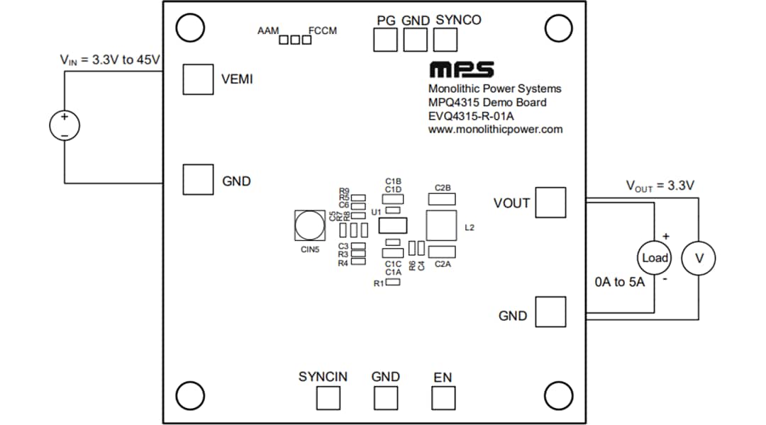 Mechanical Drawing - Monolithic Power Systems (MPS) EVQ4315-R-01A Evaluation Board