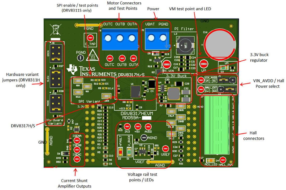 Mechanical Drawing - Texas Instruments DRV8317HEVM Driver Evaluation Module (EVM)