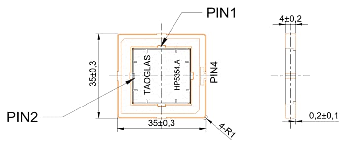 Mechanical Drawing - Taoglas Multi-GNSS L1/L5 Patch Antenna