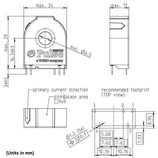 Mechanical Drawing - Pulse Egston Rogowski RC01/03/05/07 Coil Current Sensors
