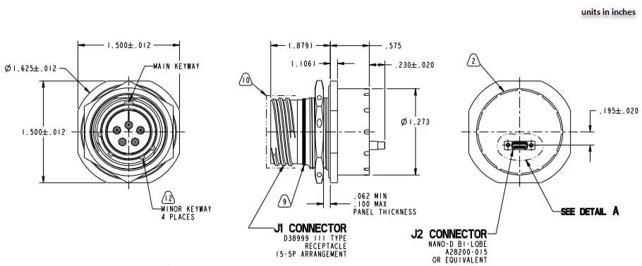 Mechanical Drawing - Amphenol Aerospace Circular MIL Optoelectronic Transceiver Module