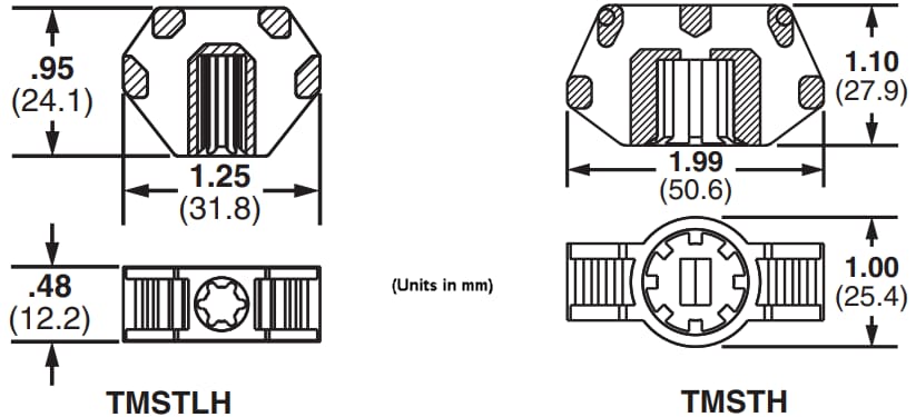 Mechanical Drawing - Panduit TMSTH/TMSTLH Cable Stud Tie Mounts