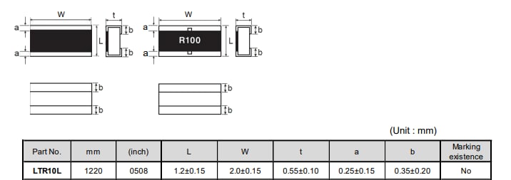 Mechanical Drawing - ROHM Semiconductor LTR High Power Thick Film Shunt Resistor