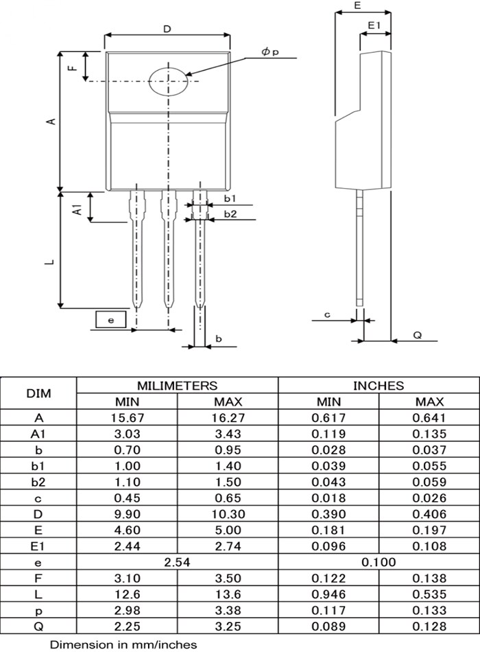 Mechanical Drawing - ROHM Semiconductor R8019KNXC7G N-Ch 800V 19A Power MOSFETs