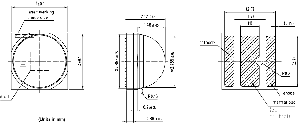 Mechanical Drawing - ams OSRAM OSLON® Optimal Red LEDs