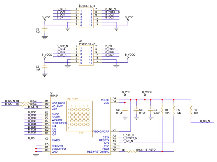 Schematic - Infineon Technologies EVAL-S26HL512T SEMPER™ HYPERBUS™ Memory Module