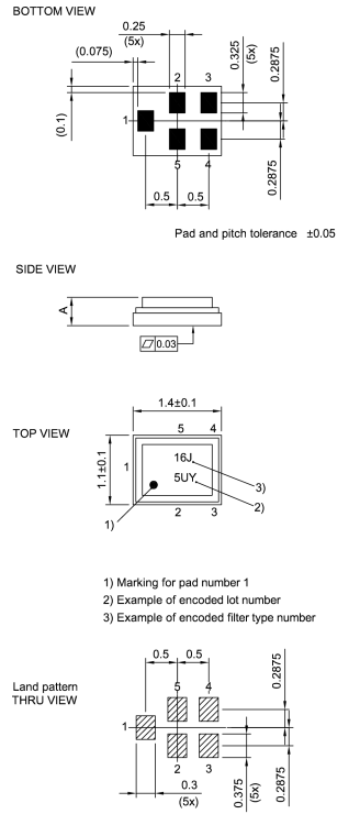 Mechanical Drawing - Qualcomm RF360 B4344 SAW RF Filter