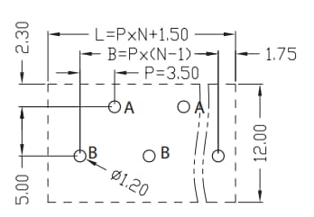 Mechanical Drawing - Same Sky TBL002B-350 Terminal Blocks