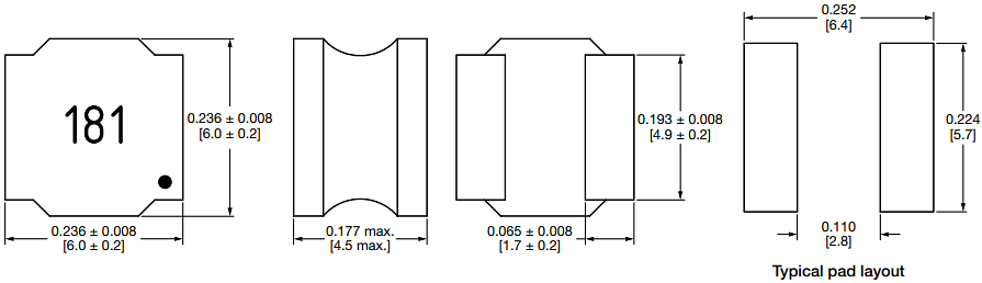 Mechanical Drawing - Vishay / Dale IFSC2020DE-02 Shielded SMD Ferrite Power Inductor