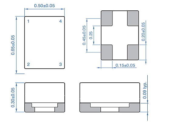 Mechanical Drawing - TDK TCM-U Thin Film Common Mode Filters