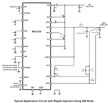 Application Circuit Diagram - Microchip Technology MIC2129 DC-DC Step-Down Controllers