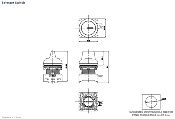 Mechanical Drawing - TE Connectivity / Alcoswitch ISE & IKE Selector Switches