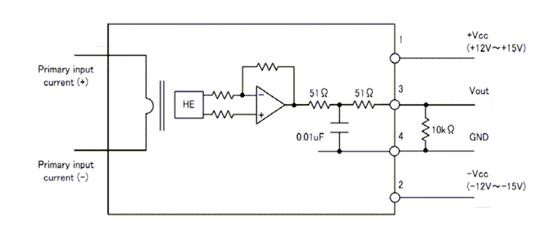 Application Circuit Diagram - Tamura L55S D15 Open-Loop Current Sensors