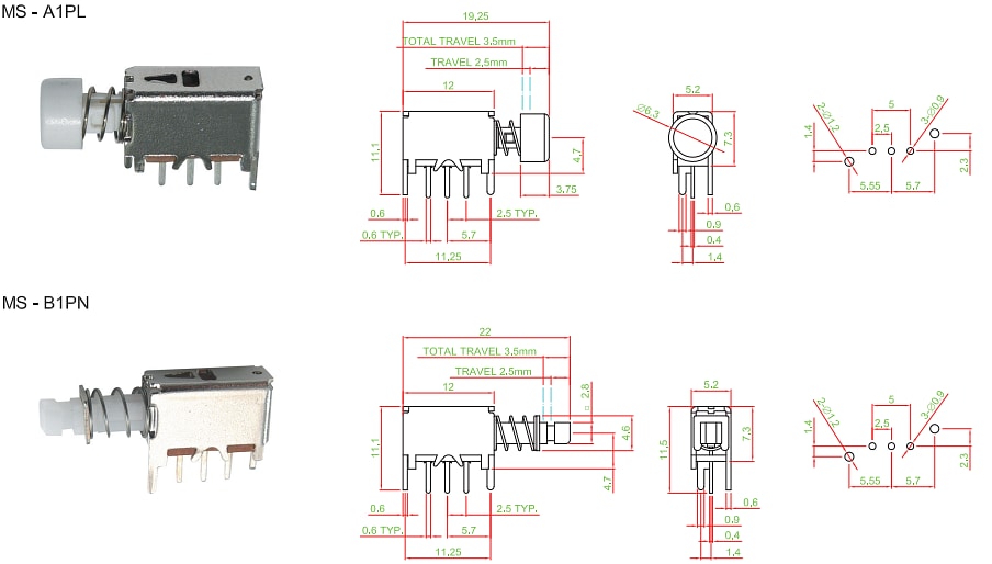 Mechanical Drawing - Well Buying MS Pushbutton Switches