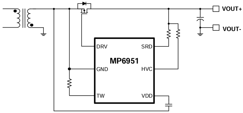 Application Circuit Diagram - Monolithic Power Systems (MPS) MP6951 Fast Turn-Off Rectifiers