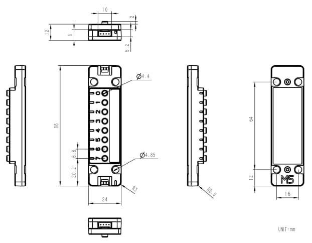 Mechanical Drawing - M5Stack U192 Unit ByteButton