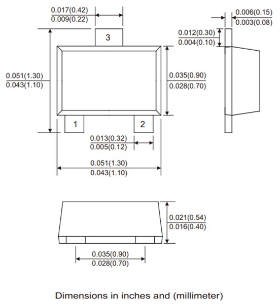 Mechanical Drawing - Comchip Technology AMMBT2222AM NPN Automotive Small Signal Transistor