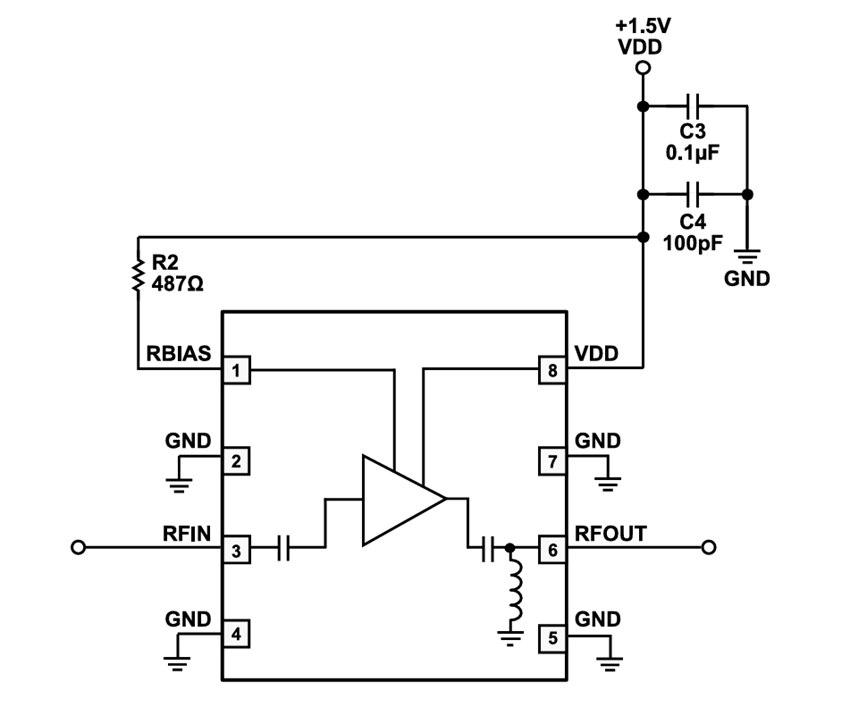 Application Circuit Diagram - Analog Devices Inc. ADL8143 Low Noise Amplifiers